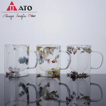 High borosilicate dry flower double wall glass cups