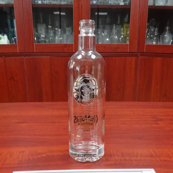 Cylinder shape Chinggis khan vodka extra flint glass bottle 75cl