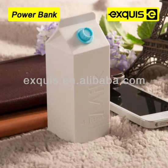 Exquis hot selling big milk box power bank 10400mAh in special price gift box packing for smart phone and electric products