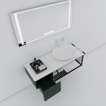 Custom Wall Hung Bathroom Vanities with Slate Countertops