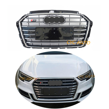 Auto-Tuning S-Line S3 Style Front Stoßfänger Grill Chrom Frame Black Mesh für Audi A3 8V 2016-2019