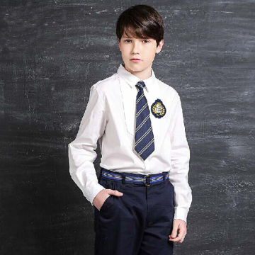custom pleated children school shirt white color school uniform materials