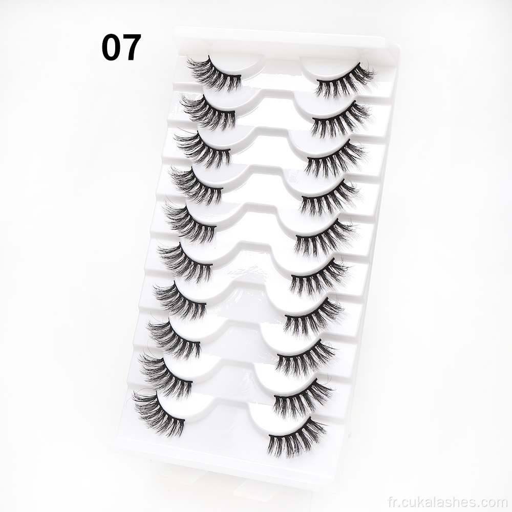 10 paires à moitié fixes cils naturels demi-cils