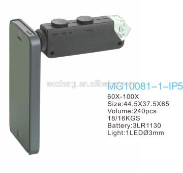 MG10081-1IP5 60-100X ZOOM Mikroskop ponsel portabel dengan lampu LED