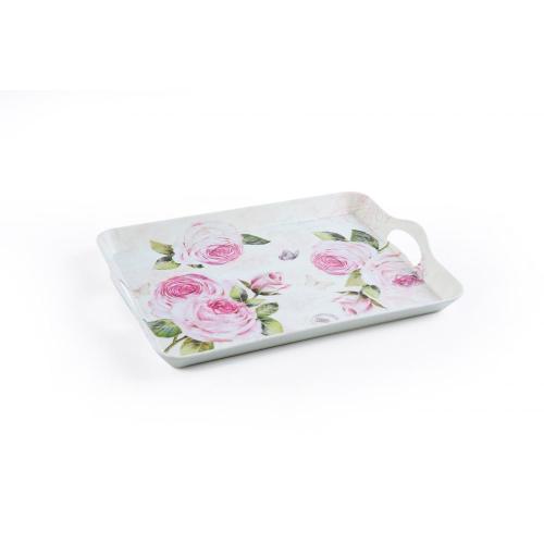 Modern art bpa free handle serving plastic tray