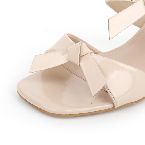 Square-Toe Mid-Heel Open-Toe Sandals