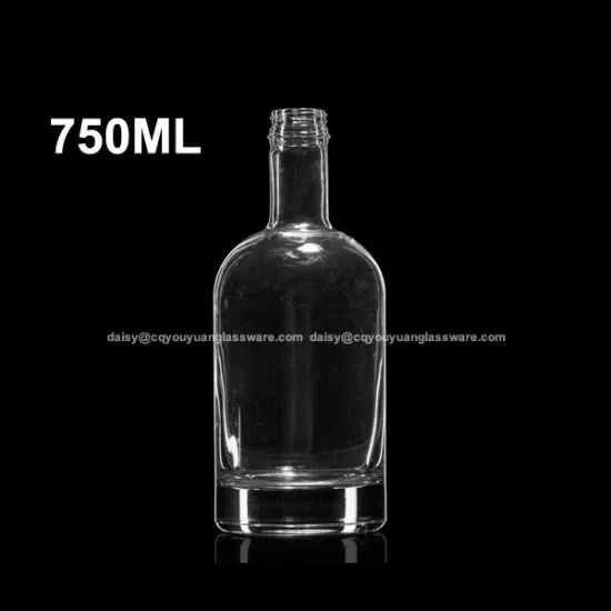 75cl flint glass vodka clear round glass bottles with screw cap