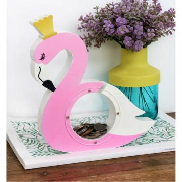 23811Wooden decorative money pot in swan shape
