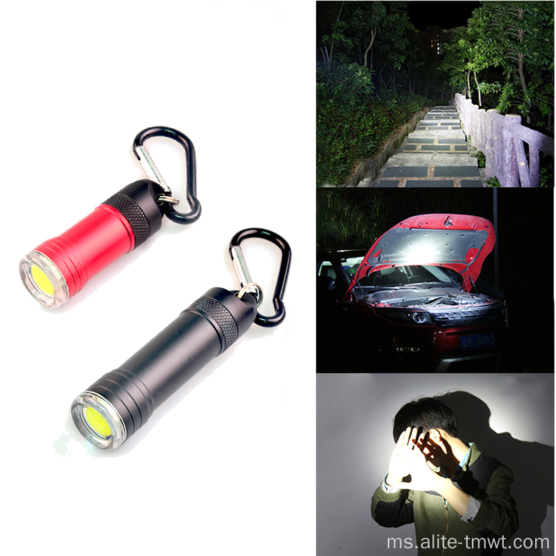 COB LED Keychain Lampu Kunci Carabiner untuk Berkhemah