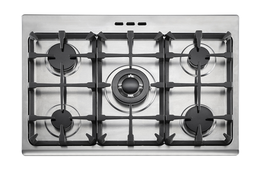 5-burner gas stove with oven in outdoor kitchen