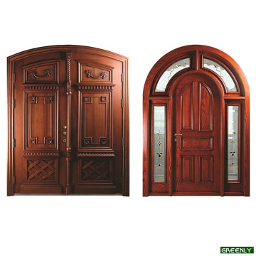 Solid Arch Exterior Glass Wood Doors