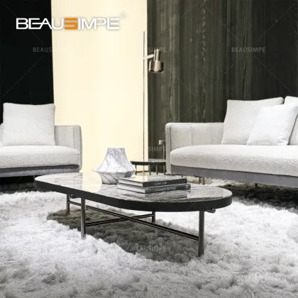 Torii Style Brown Glossy Marble Table