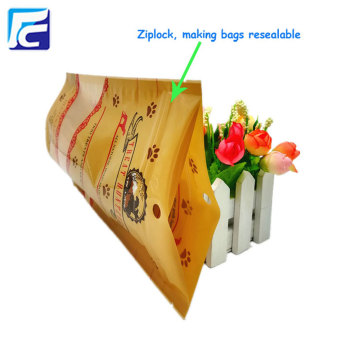 Customized ziplock pet food packaging bag with winow