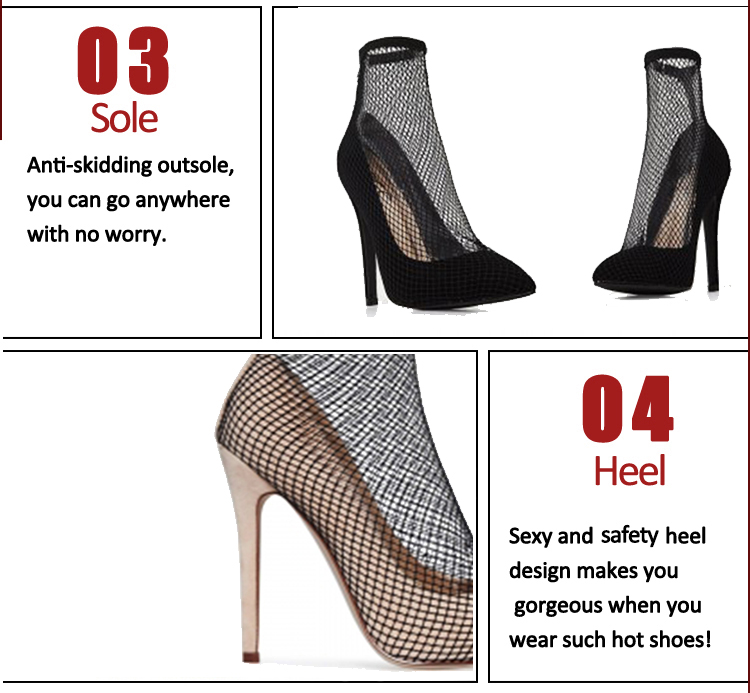 high heel pump with net