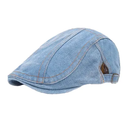 Custom Logo Adjustable Denim Newsboy Caps and Gatsby Berets