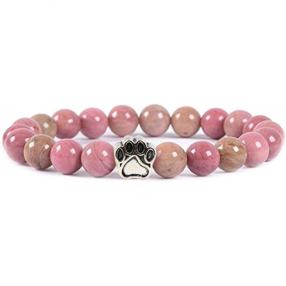 Perles de pierre Bracelets de patte de chien pour femmes hommes mignons animaux animaux chat animal de compagnie empreinte élastique élastique strettone