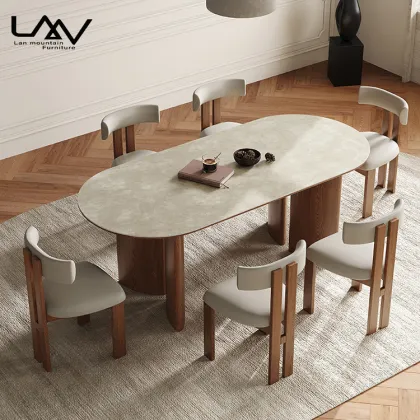 Nordic Retro Design Luxury Hotel Wooden Dining Set
