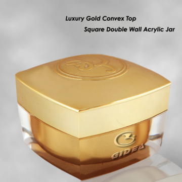 15ml 30ml 50ml Gold Square Acrylic Double Wall Plastic Cream Cosmetic Jar 