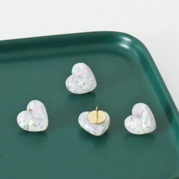 Shiny Mixed Color Heart Resin Push Pins - Office, School, Home Gift