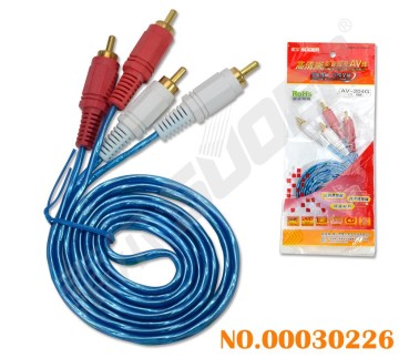 Factory Prijs 2 RCA tot 2 RCA mannelijk naar mannelijke AV-kabel met gouden plug (AV-204G-1.5m-goud-blauw-blauw-rode verpakking)