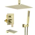 Gold Bath Shower Faucet Set with Tub Spout