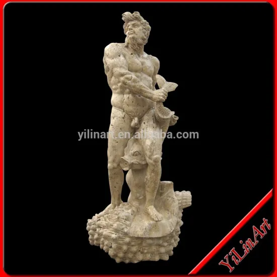 Yellow Color Marble Stone Famous Naked Man Carving And Fish