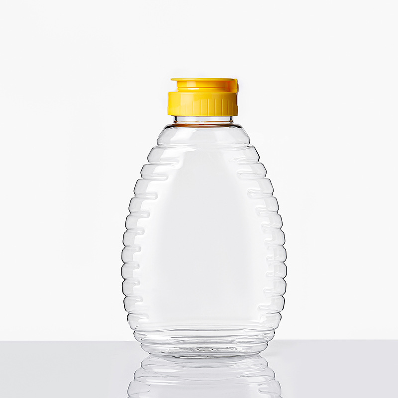 16 oz de botellas de compresión de miel de plástico transparente recargable