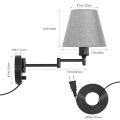 Swing Arm Wall Fixture with Gray Linen Lampshade