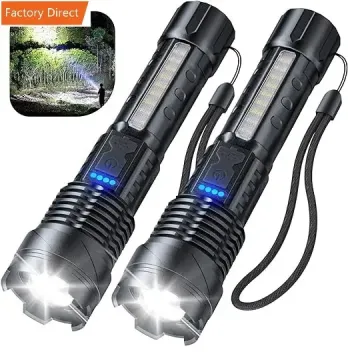 30W LED Super Bright 1500 Meter Rechargeable Flashlight with 4 Colors Side Light and Strong Magnets