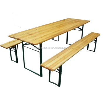 German Wooden Folding Beer Table and Bench Set