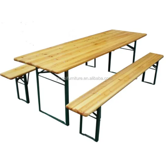 German Wooden Folding Beer Table and Bench Set