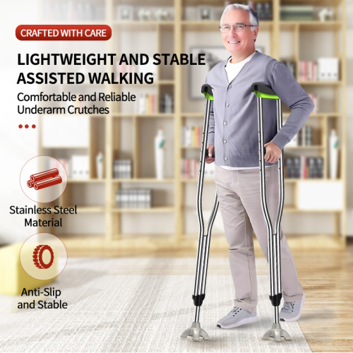 Muletas de cotovelo de alumínio preto durável para uso adulto