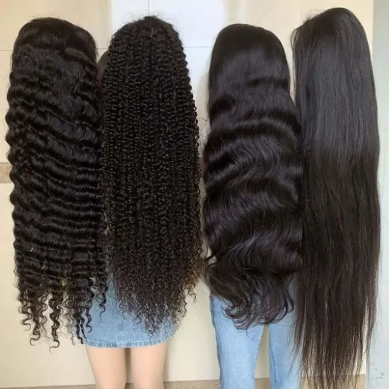 Sunlight body wave human hair curly wig mongolian deep wave hd lace front wig mink human hair brown color