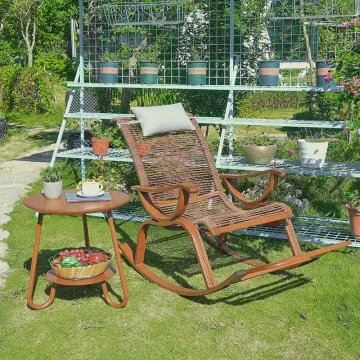 Waterproof Rattan Patio Outdoor Furniture Set with Balcony Garden Rocking Chair