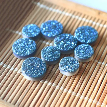 Natural Round Agate Crystal Cluster Violet Blue Crystal