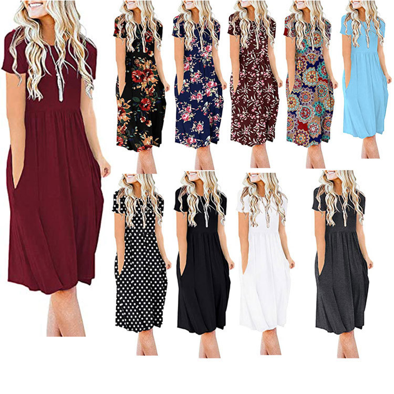 Women Summer Casual Short Sleeve Dresses