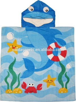 Custom reactive printed hooded poncho towel