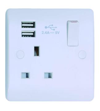 1Gang 13AMP Switched Socket SP Type USB