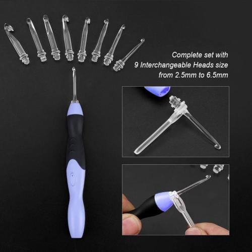 9 tamanhos LED Light Up Crochet Hook