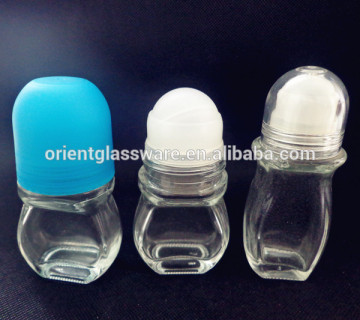 High quality clear glass bottle roller ball with lid
