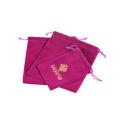 Drawstring Purple velvet bag with gold logo