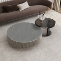 Modern Round Wood Coffee Table with Storage