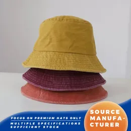 Solid Color Vintage Washed Cotton Bucket Hats