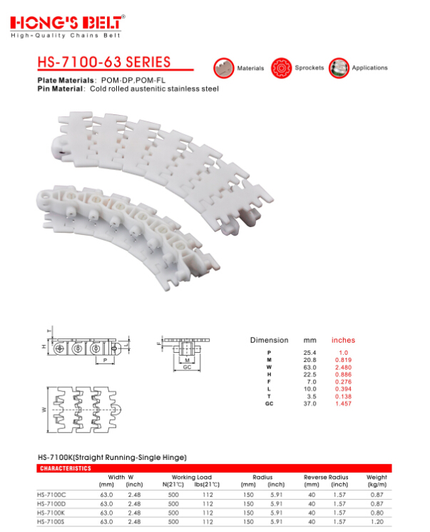Beverage Industry Curved Plastic Chain