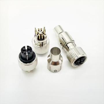 M12 Waterproof 8pin Wire End Kepala Wanita X-Code+10L Konektor Nut Thread Lurus