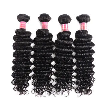 Human hair weft, Free sample 7a mink brazilian deep wave hair piece virgin hair bundles