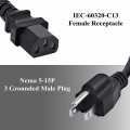 US Standard 3 Pin AC Power Cord Cable