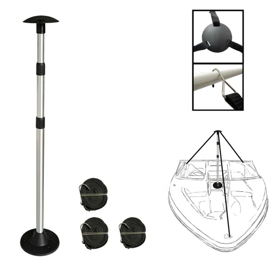 Adjustable Aluminum Telescoping Pole and Webbing Strap for Boat Cover Prevention of Water Sagging