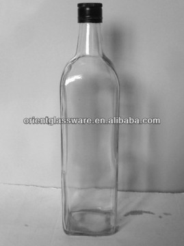 1000ml square clear glass olive oil bottle