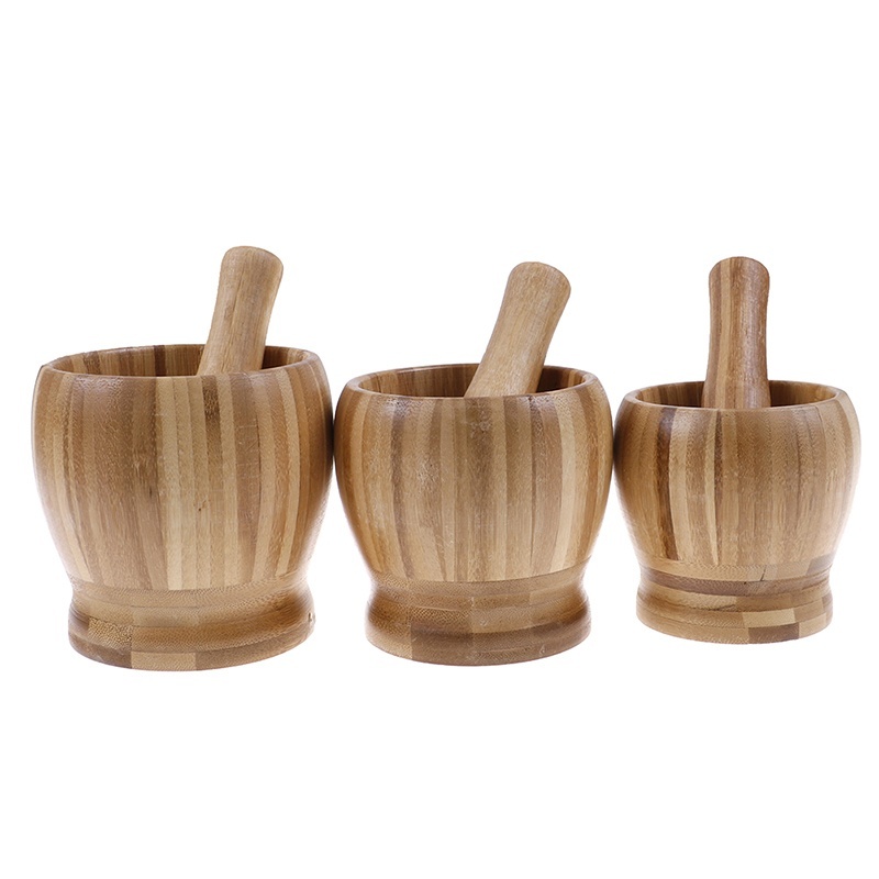 Wooden Garlic Ginger Spice Mixing Grinding Bowl Kitchen Tool Mortar and Pestle Kitchenware